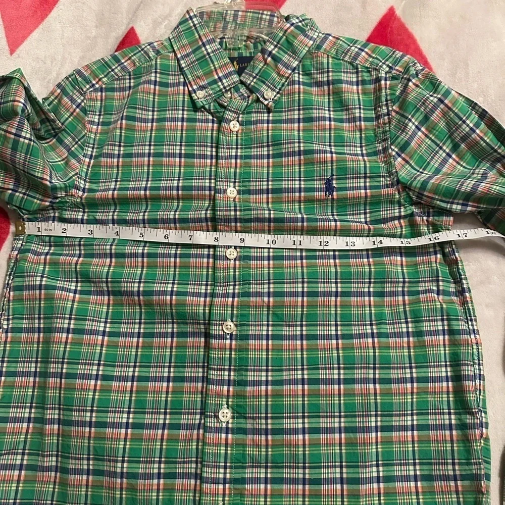 Ralph Lauren Green Plaid Kids Button Down Shirt